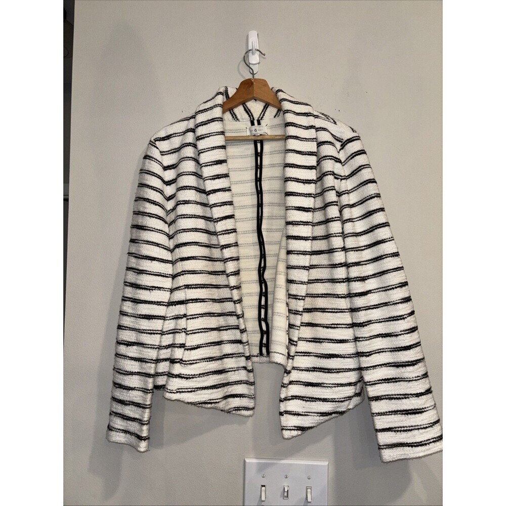 Women’s Lou & Grey Soft Textured Blazer Black & White Size XL EUC Shawl Collar